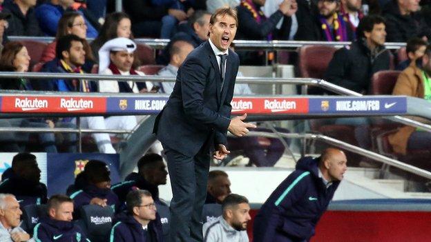 Julen Lopetegui while coach of Real Madrid against Barcelona