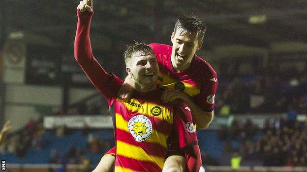 Robbie Muirhead and Callum Booth celebrate