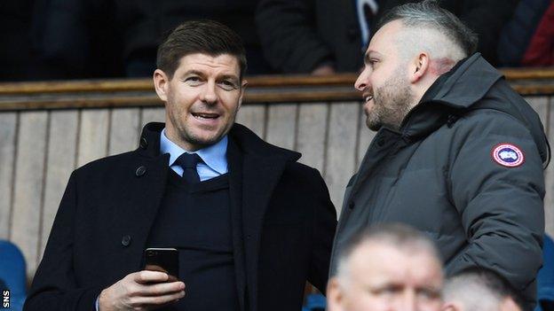 Liverpool youth coach Steven Gerrard (left) at Ibrox in March