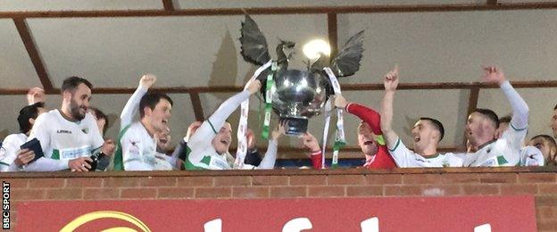 New Saints players celebrate their 11th Welsh Premier League title