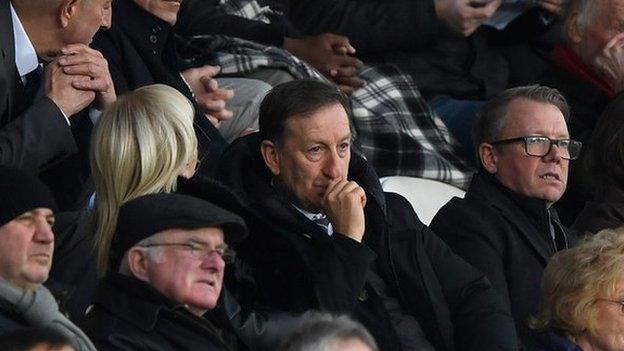 Swansea city chairman Huw Jenkins looks tense as he watches the team play in the Premier League