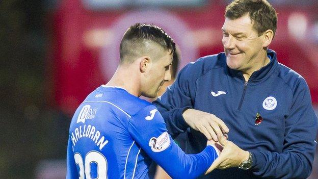 St Johnstone's Michael O'Halloran and Tommy Wright