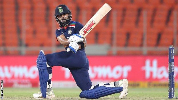 India T20 captain Virat Kohli plays a shot