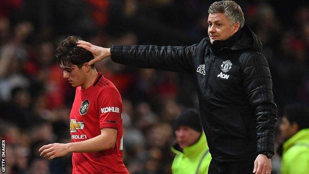 Daniel James (left) and Manchester United manager ole Gunnar Solskjaer