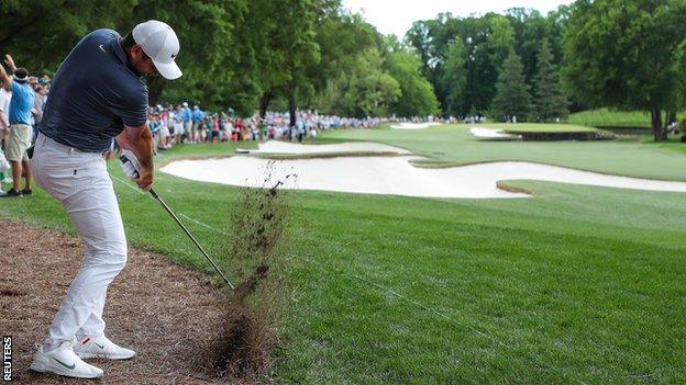 Jason Day in final-round action at the Wells Fargo Championship