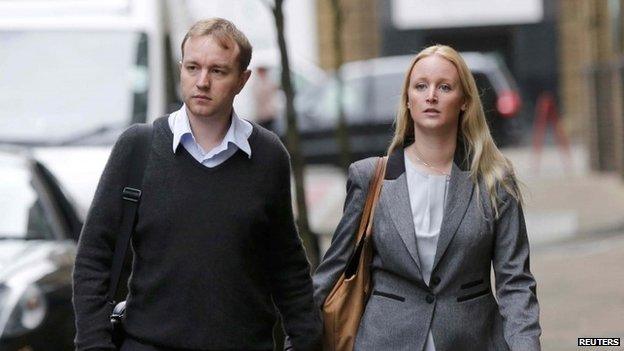 Tom Hayes arriving at court with his wife Sarah