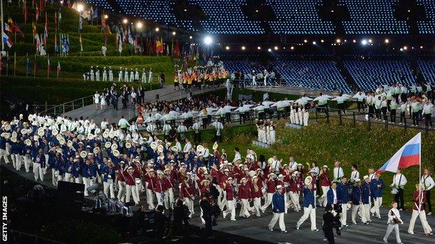 Russia team at London 2012 Opening Ceremony