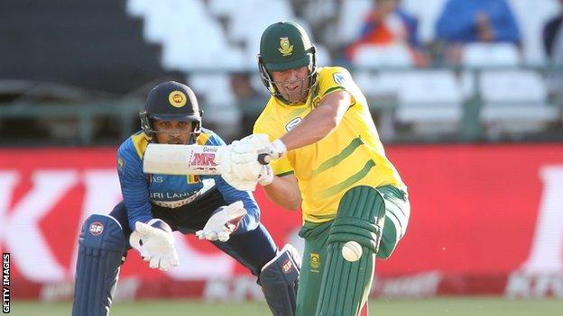 AB de Villiers in action against Sri Lanka