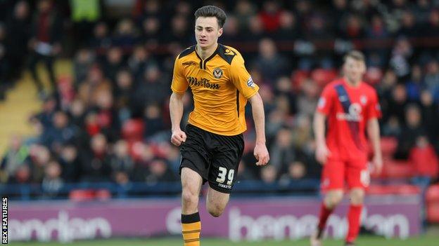 Aaron Collins playing for Newport County in 2016