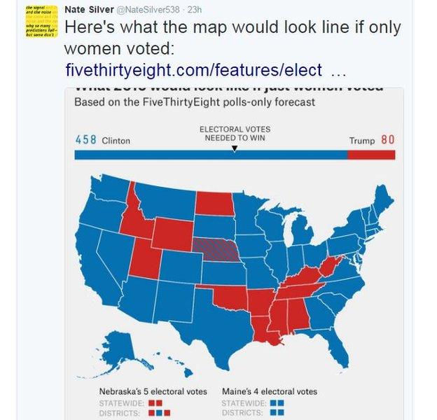 Election map if only women voted