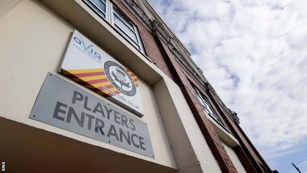 Sign outside Partick Thistle's Firhill Stadium