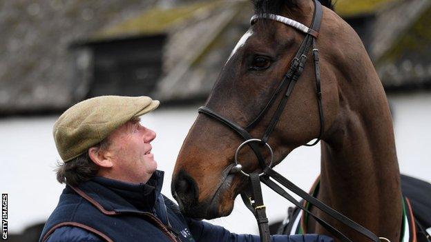 Santini with trainer Nicky Henderson