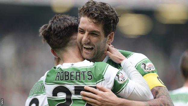 Celtic players Patrick Roberts and Charlie Mulgrew