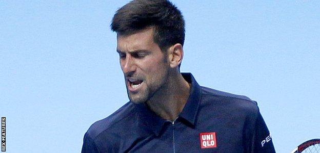 Novak Djokovic shows his frustration at the ATP World Tour Fianls