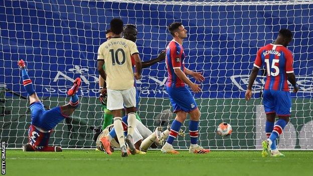Anthony Martial scores Manchester United's second goal against Crystal Palace