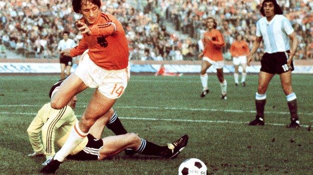 Johan Cruyff playing in the 1974 World Cup