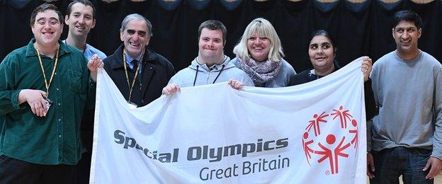 Some people taking part in the Special Olympics event at the Copper Box