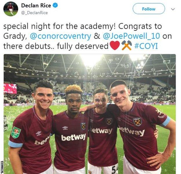 Declan Rice tweet