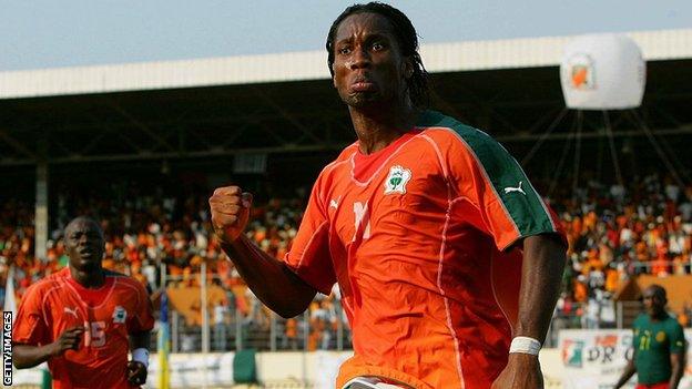 Didier Drogba celebrates scoring