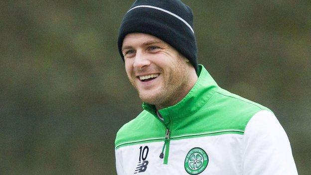 Celtic striker Anthony Stokes in training