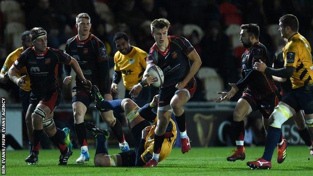 Will Talbot-Davies impressed off the wing for Dragons with a brace of tries