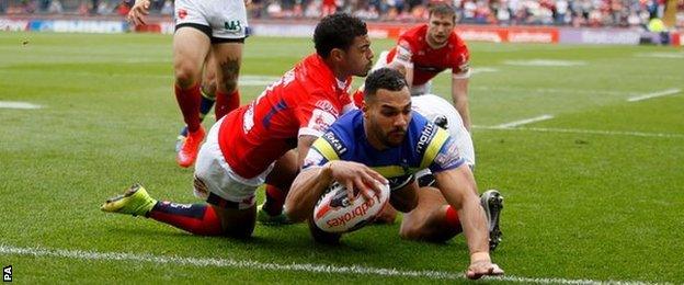 Ryan Atkins' second-minute try got Wire off to a great start at Headingley - but they were pegged back