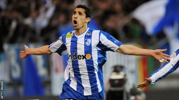 Former Algeria striker Nassim Akrour celebrates a goal for Grenoble in 2009