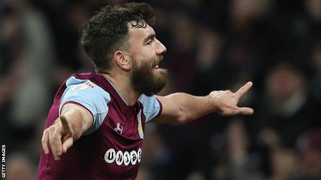 Aston Villa goalscorer Robert Snodgrass celebrates