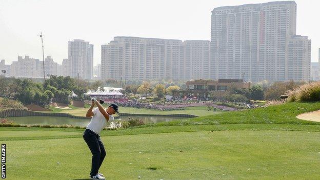 Matt Wallace on the 18th at the Indian Open