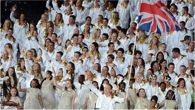 Team GB enter the opening ceremony