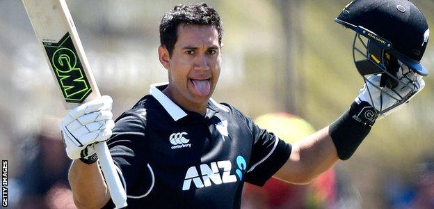 Ross Taylor celebrates a century