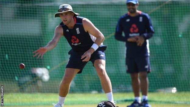 England fast bowler Olly Stone taking part in fielding drills