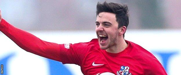 Dale Montgomery scored in Loughgall's shock Irish Cup quarter-final win over Glenavon