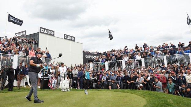 Phil Mickelson on the first tee at Centurion Club