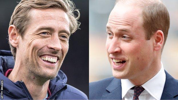 Split screen of Peter Crouch and Prince William