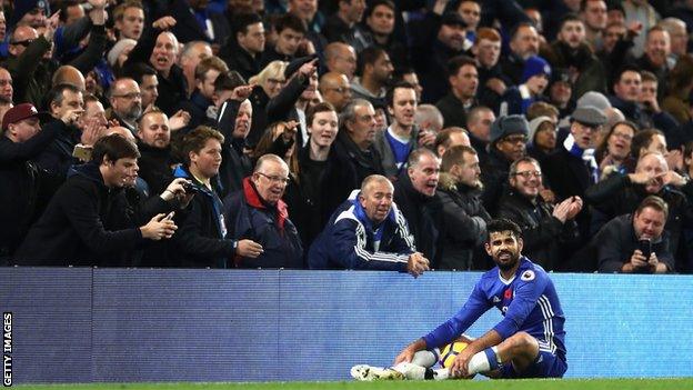 Diego Costa in front of fans