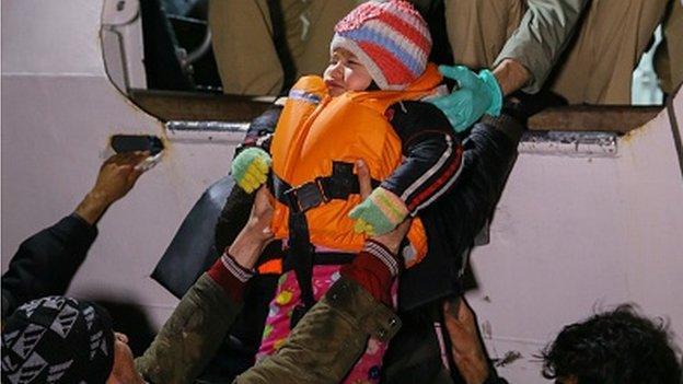 Migrant child rescued by Turkish Coast Guards in Aegean Sea