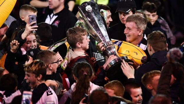 Stephen Kenny celebrates with fans