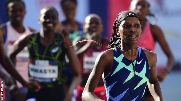 Prudence Sekgodiso in action at the Kip Keino Classic in May