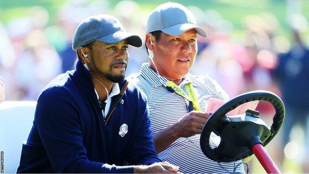 Tiger Woods and Notah Begay III during the Ryder Cup