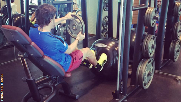 Fernando Alonso in the gym