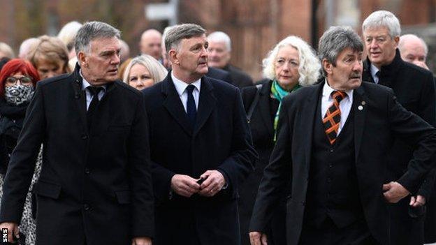 Former Dundee United players Paul Hegarty (centre) Hamish McAlpine (right)