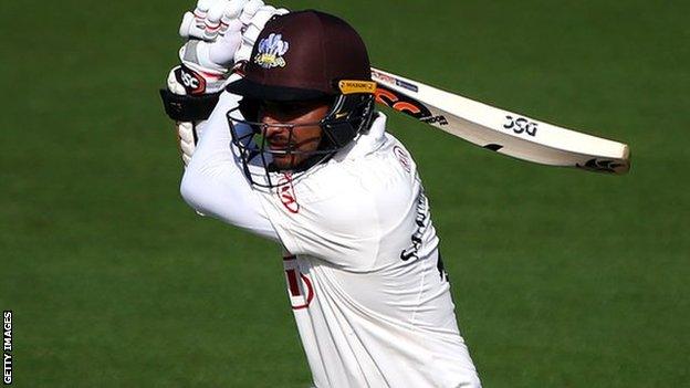 Kumar Sangakkara made the 57th century of his first-class career, his 10th in English county cricket - and his seventh for Surrey