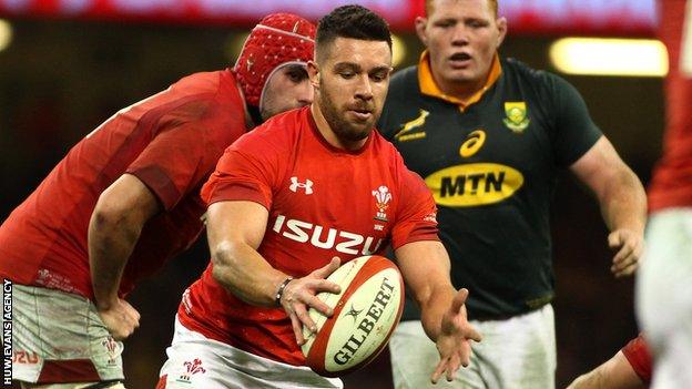 Rhys Webb in action for Wales against South Africa