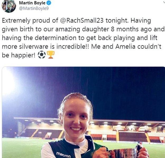 Martin Boyle's tweet after Rachael helped Hibs win the SWPL Cup