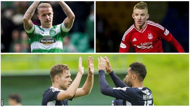 Leigh Griffiths, Jonny Hayes, Greg Stewart and Kane Hemmings