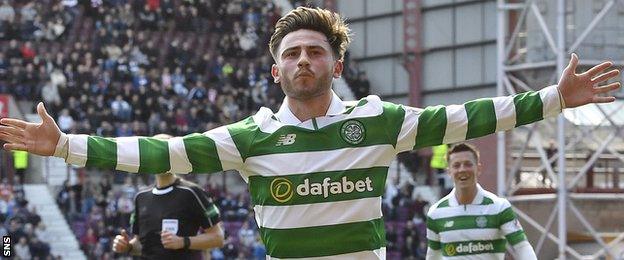 Celtic's Patrick Roberts celebrates