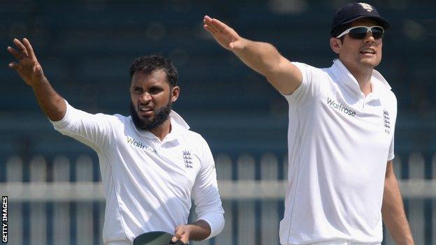 Adil Rashid and Alastair Cook