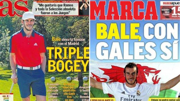 Back pages on Gareth Bale