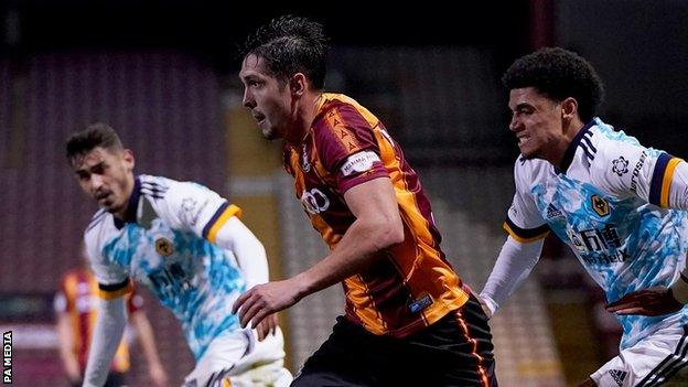 Jackson Longridge (centre) in action for Bradford City